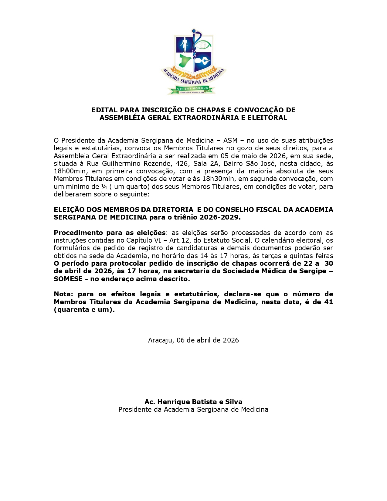 Edital Eleições 2026